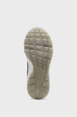 키즈 인조 가죽 트리밍 로고 스니커즈, 블랙