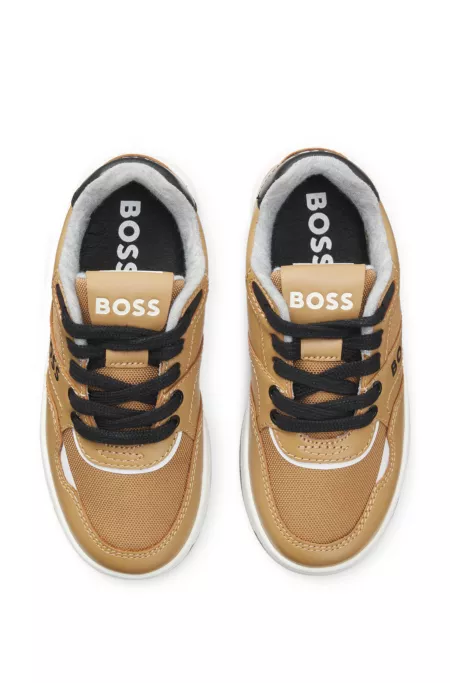 Baskets en cuir et toile avec logo pour enfant