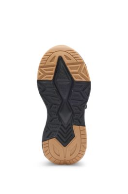 Kids' logo trainers in mesh and leather, Black