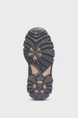 Kids' high-top trainers in leather and canvas, Black