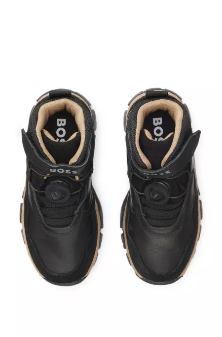 Baskets montantes en cuir et toile pour enfant