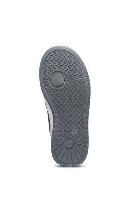 Kids' logo trainers in leather and canvas, Black