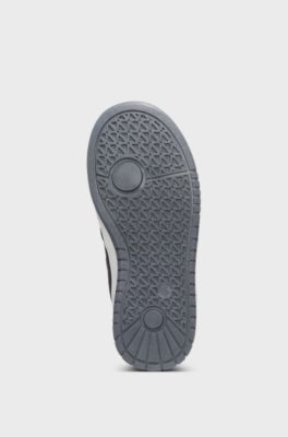 Kids' logo trainers in leather and canvas, Black