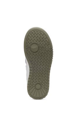 Kids' logo trainers in leather and canvas, Dark Grey