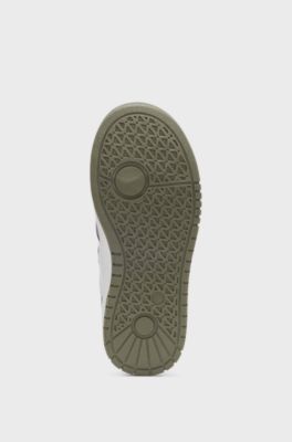 Sneakers per bambini in pelle e tela con logo, Grigio scuro