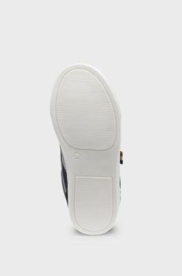Sneakers per bambini in pelle e mesh con logo, Nero