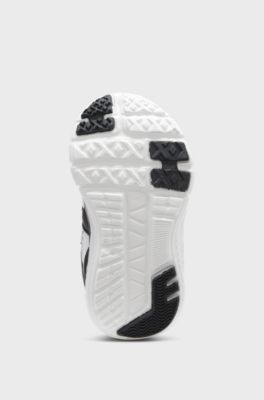 Kindersneakers met logo&rsquo;s van leer en mesh, Bedrukt