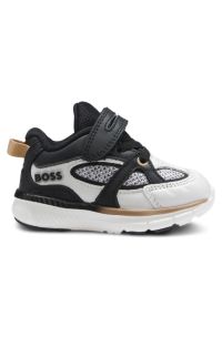 Kids' logo trainers in leather and mesh, Patterned