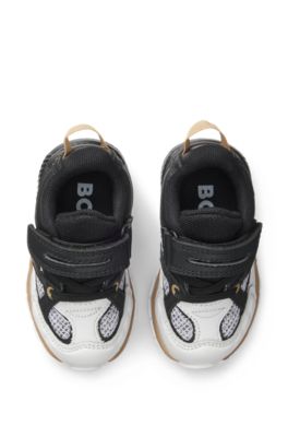 Kids' logo trainers in leather and mesh, Patterned