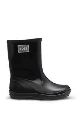 Kids' rain boots with rubber logo badge, Black