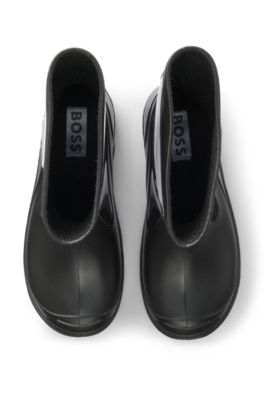 Kids' rain boots with rubber logo badge, Black