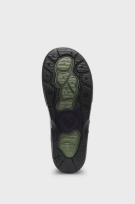 Kids' rain boots with rubber logo badge, Dark Green