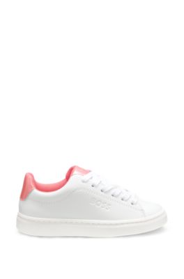 Sneakers per bambini in similpelle e tela, Bianco