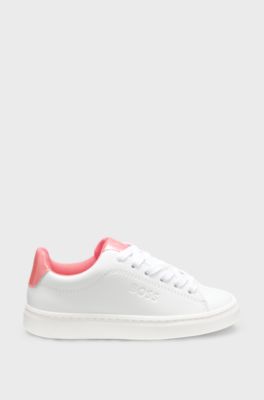 Kids' trainers in canvas and faux leather, White