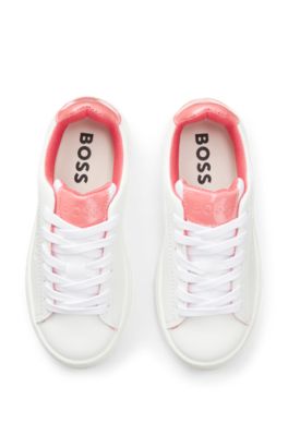 Kids' trainers in canvas and faux leather, White