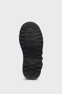 Bottines en cuir nappa, cuir su&eacute;d&eacute; et mesh pour enfant, Noir