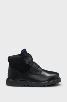 Kids' boots in nappa leather, suede and mesh, Black