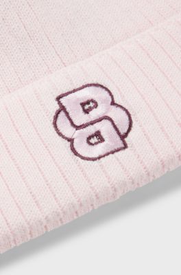 Babybeanie van gebreide katoen, Lichtroze