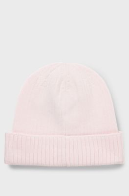 Baby beanie hat in knitted cotton, light pink