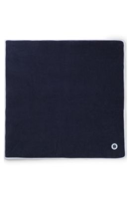 Baby blanket in cotton and corduroy with carry handle, Dark Blue