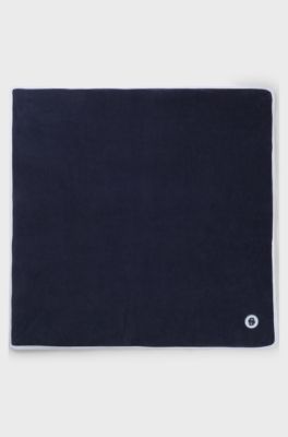 Baby blanket in cotton and corduroy with carry handle, Dark Blue