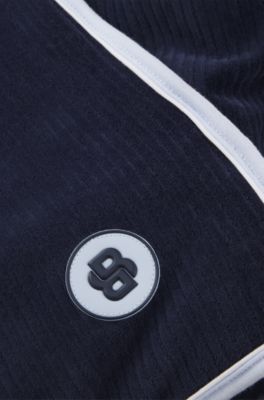 Baby blanket in cotton and corduroy with carry handle, Dark Blue