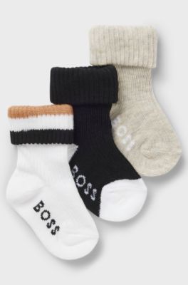 Three-pack of stretch-cotton-blend socks for babies, Black