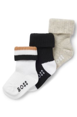 Three-pack of stretch-cotton-blend socks for babies, Black