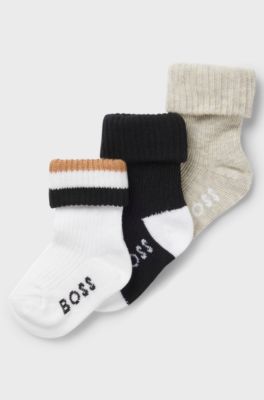 Lot de trois paires de chaussettes en coton stretch m&eacute;lang&eacute; pour b&eacute;b&eacute;, Noir