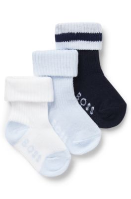 Three-pack of stretch-cotton-blend socks for babies, Dark Blue