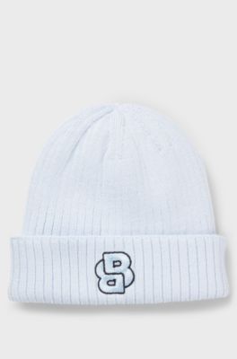 Baby beanie hat in cotton with Double B monogram, Light Blue