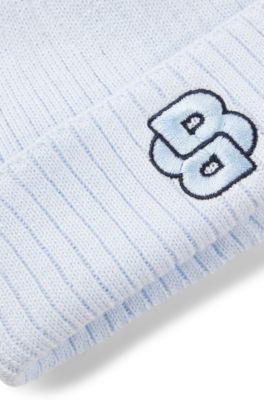 Berretto per neonati in cotone con monogramma Double B, Celeste