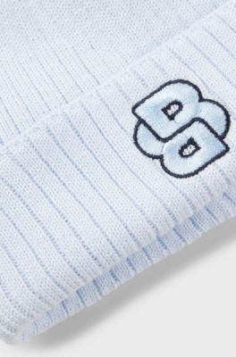 Baby beanie hat in cotton with Double B monogram, Light Blue