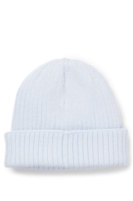 Berretto per neonati in cotone con monogramma Double B, Celeste