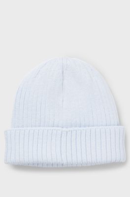 Baby beanie hat in cotton with Double B monogram, Light Blue