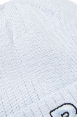 Berretto per neonati in cotone con monogramma Double B, Celeste