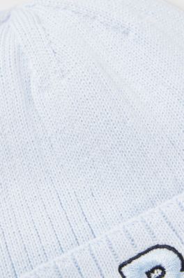 Baby beanie hat in cotton with Double B monogram, Light Blue