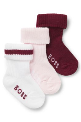 Trepack med strumpor f&ouml;r baby med loggor, Vit