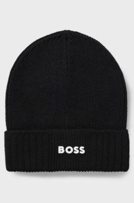 Gorro de punto para ni&ntilde;os con logo de goma, Negro