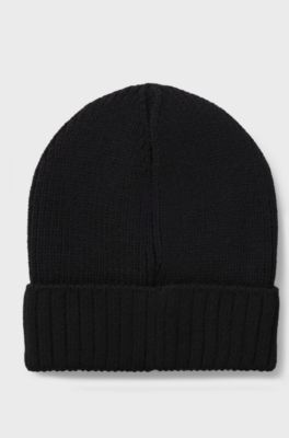 Gorro de punto para ni&ntilde;os con logo de goma, Negro