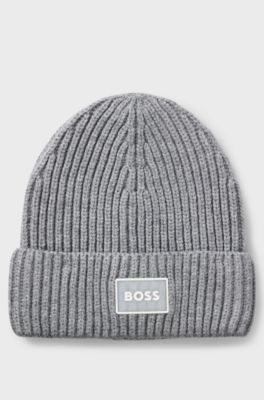 Kinderbeanie met rubberen logopatch, Donkergrijs