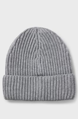 Kinderbeanie met rubberen logopatch, Donkergrijs