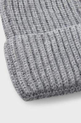 Kinderbeanie met rubberen logopatch, Donkergrijs