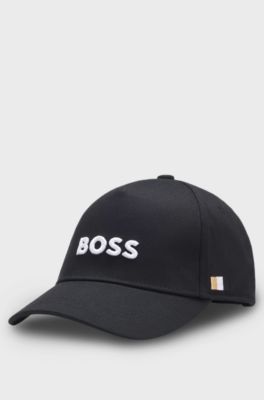 Kinderpet van katoenen twill met logostiksel, Zwart