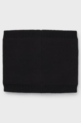 Kids' snood with rubber logo badge, Black
