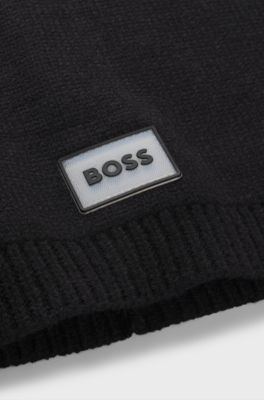 Kids' snood with rubber logo badge, Black