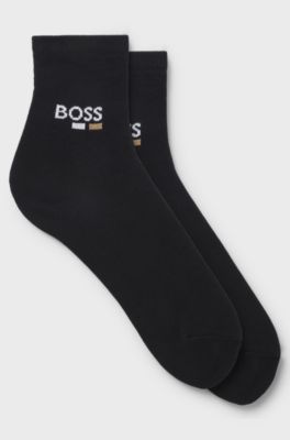 Paquete de dos calcetines tobilleros de algod&oacute;n para ni&ntilde;os, Negro