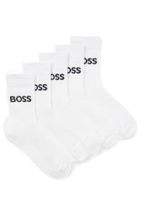 Kids' five-pack of socks with contrast logos, White