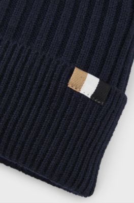 Kids' beanie hat with embroidered logo, Dark Blue