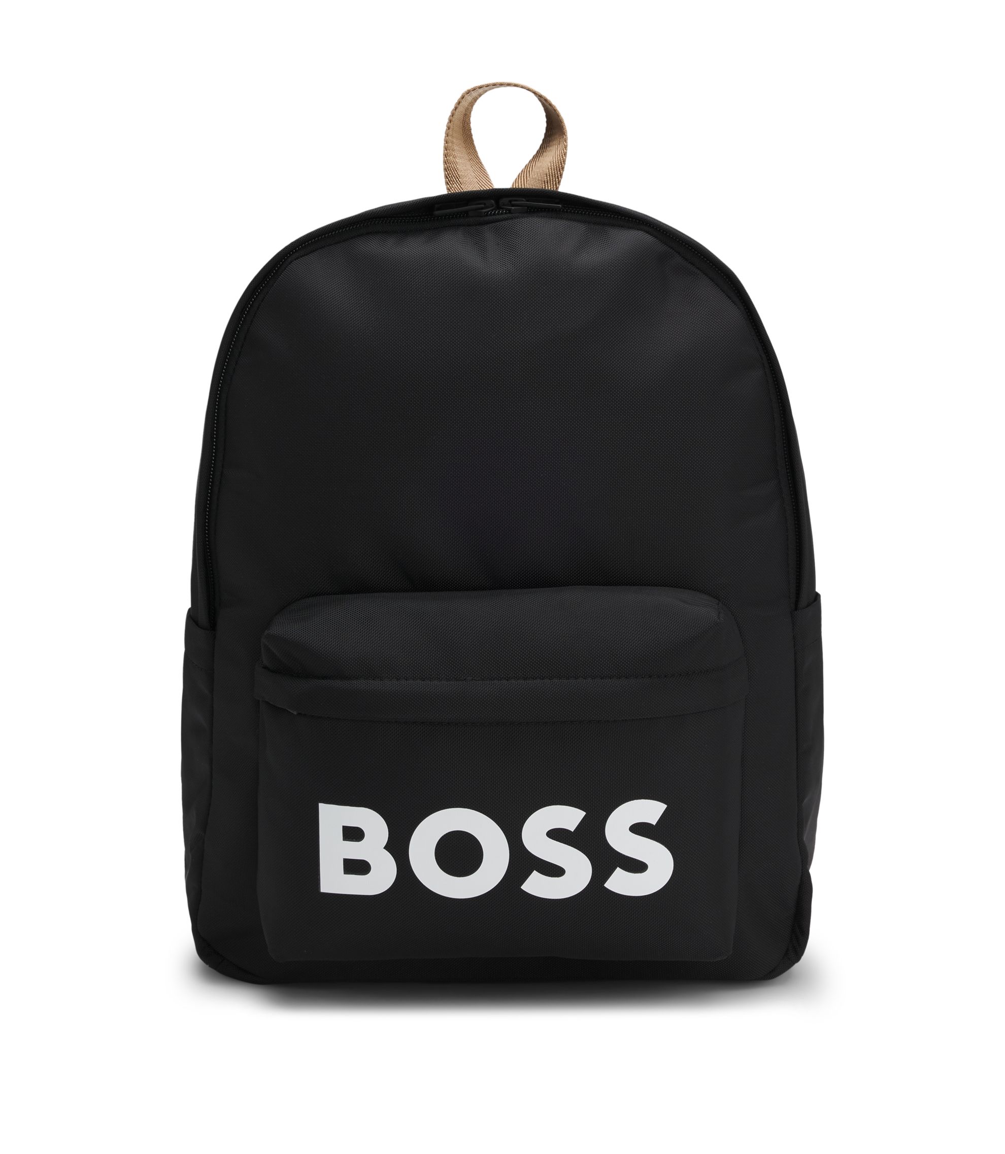 BOSS - Kids' backpack in textured fabric with printed logo - Black